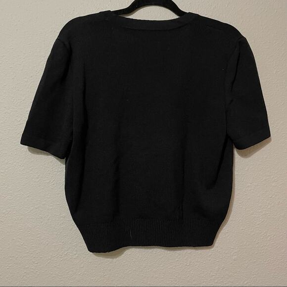 ST. John Black Santana Knit Short Sleeve Crew Neck Sweater Womens M Fall Casual - Picture 6 of 6